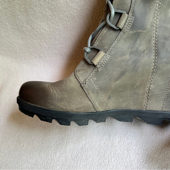 !Sorel Joan Of Arctic Wedge II Boots Lace up Waterproof Leather Gray Women's 9 - Picture 12 of 16